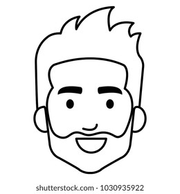 young man head with beard avatar character