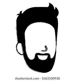 young man head with beard avatar character