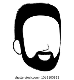 young man head with beard avatar character