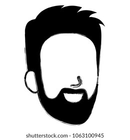 young man head with beard avatar character