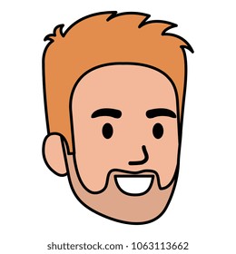 young man head with beard avatar character