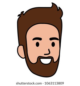 young man head with beard avatar character