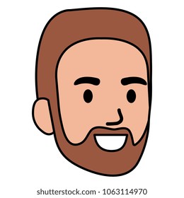 young man head with beard avatar character