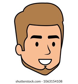 young man head with beard avatar character