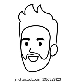young man head with beard avatar character