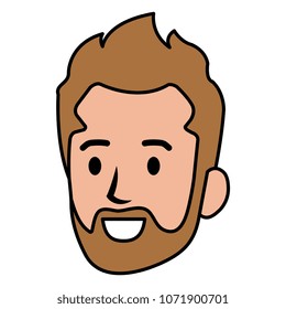young man head with beard avatar character