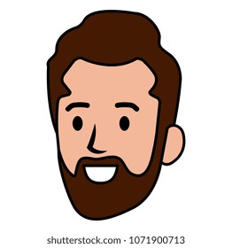 young man head with beard avatar character