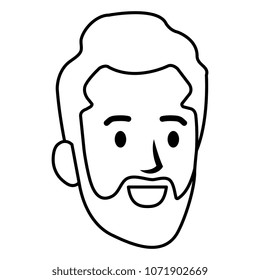 young man head with beard avatar character
