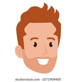 young man head with beard avatar character