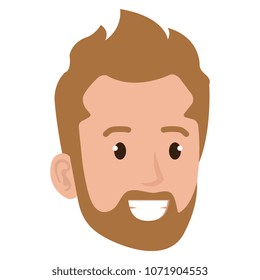 young man head with beard avatar character