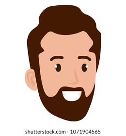 young man head with beard avatar character