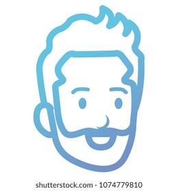 young man head with beard avatar character