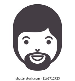 young man head with beard avatar character