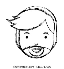 young man head with beard avatar character
