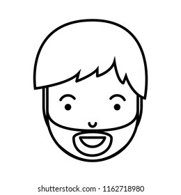 young man head with beard avatar character