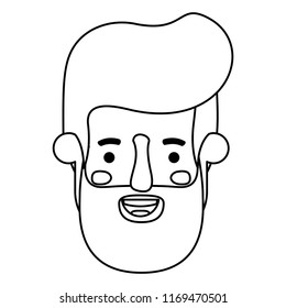 young man head with beard avatar character
