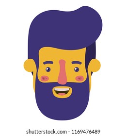 young man head with beard avatar character