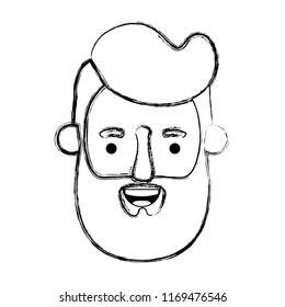 young man head with beard avatar character