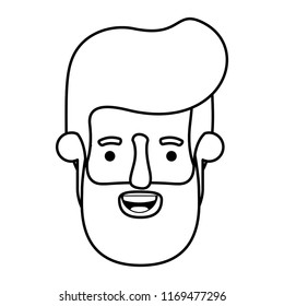 young man head with beard avatar character