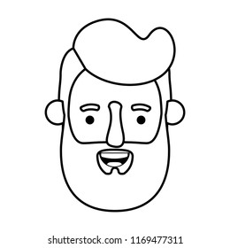 young man head with beard avatar character