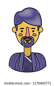 young man head with beard avatar character
