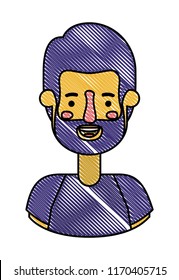 young man head with beard avatar character