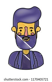 young man head with beard avatar character