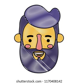 young man head with beard avatar character