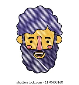 young man head with beard avatar character