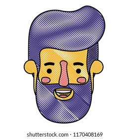 young man head with beard avatar character