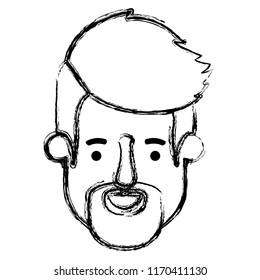 young man head with beard avatar character
