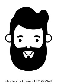 young man head with beard avatar character