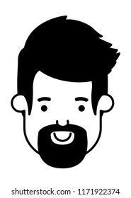 young man head with beard avatar character