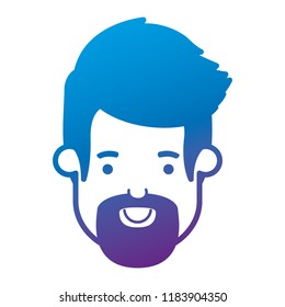 young man head with beard avatar character