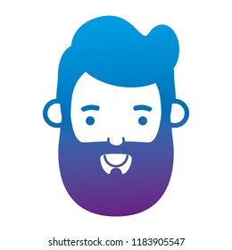 young man head with beard avatar character