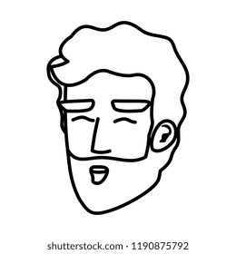 young man head with beard avatar character