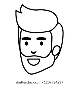 young man head with beard avatar character