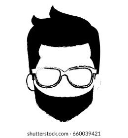 young man head with beard avatar character