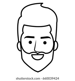 young man head with beard avatar character