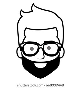 young man head with beard avatar character