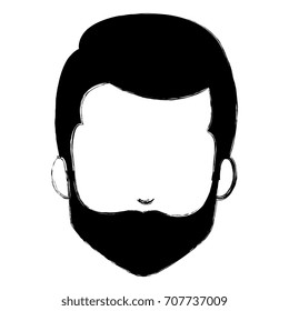 young man head with beard avatar character