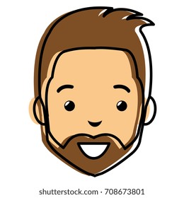 young man head with beard avatar character