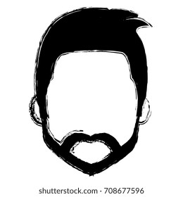 young man head with beard avatar character