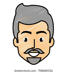 young man head with beard avatar character