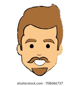 young man head with beard avatar character