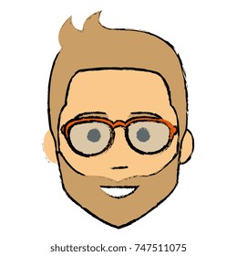 young man head with beard avatar character