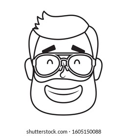 young man head with beard and eyeglasses vector illustration design