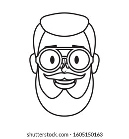 young man head with beard and eyeglasses vector illustration design