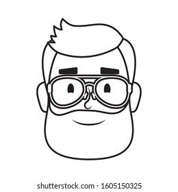 young man head with beard and eyeglasses vector illustration design