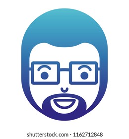 young man head with beard and glasses